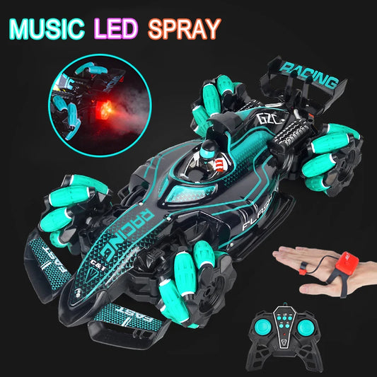 Music + Spray + Light F1 Stunt Drift RC Racing Car Kit + Hand Gesture Control